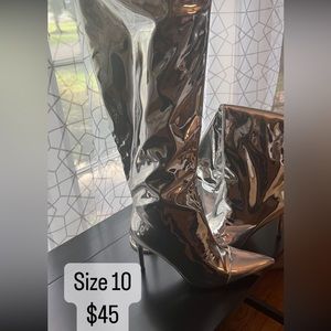 Silver knee boots , size 10